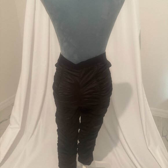 Gaelle Ruched Gathered Satin Black Pants - Picture 2 of 13